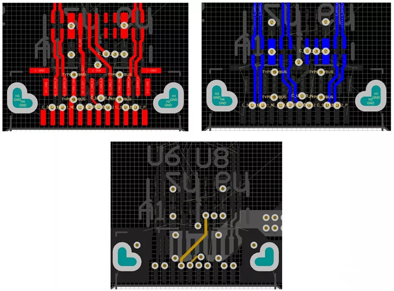 對SBU，USB2和CC1/2等信號做以下布線處理